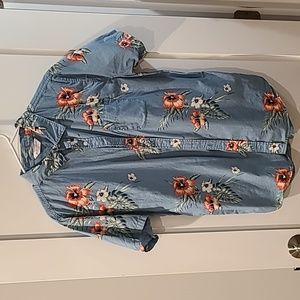 Cotton On Tropical Hawaiian Floral Button Down Shirt